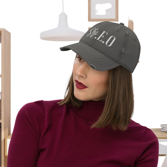 She. E.O. Distressed Hat